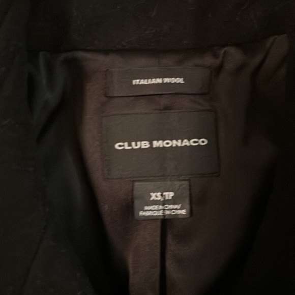 Club Monaco Carolina Italian Wool Pea Coat Lamb Leather sleeves Black size XS - Picture 7 of 13